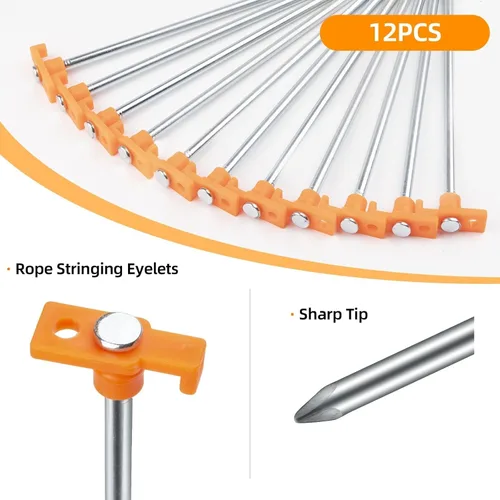 Miniatura 3 de 12 piezas de estacas para tienda de campaña, estacas de camping, estacas de tierra de 7.1 pulgadas de AVOFOREST, estacas de tienda de campaña