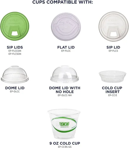 Miniatura 5 de ECO PRODUCTS GreenStripe - Vasos fríos transparentes de 9 onzas, vasos desechables de ácido poliláctico (PLA) a base de plantas para agua, jugo