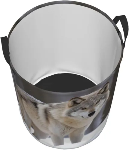 Miniatura 3 de wolf in the snow print Circular Hamper Waterproof Storage Bin Organizer Basket Laundry Hamper With Handles For Clothes Toys Small