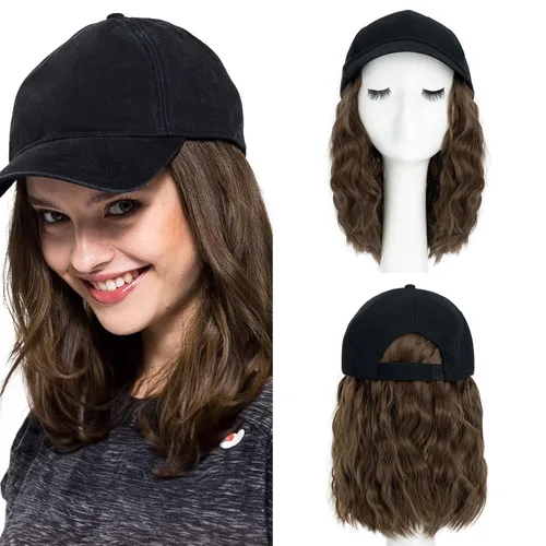 Miniatura 29 de SEGO Gorra de béisbol con extensiones de cabello para mujer, resistente al calor, sintético, 6 pulgadas, ajustable, corta, recta, peluca de repuesto