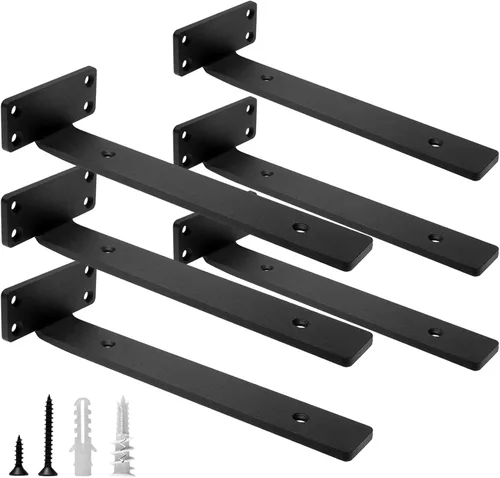 HITOMEN Soportes de estante flotantes resistentes, accesorios de estantes ocultos de 10 pulgadas (1/5 pulgadas de grosor), soportes de hierro L,