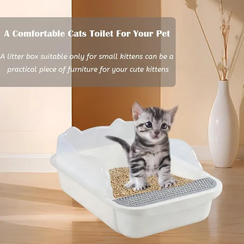 Miniatura 6 de kathson Caja de arena abierta para gatos con lado alto, bandeja de arena para gatos antisalpicaduras, inodoro para gatitos con cuchara de tamizar