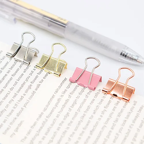 Miniatura 5 de Clips de carpeta dorados, clip de papel mini, abrazaderas de papel pequeñas de 15mm (5/8 pulg.), paquete de 100 clips de micro tamaño para oficina