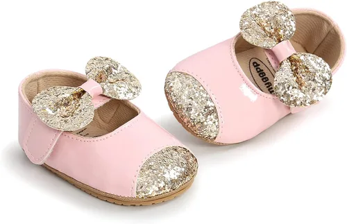 Miniatura 6 de Antheron Baby Girls Mary Jane Flats - Mocasines para bebé con suela suave, diseño floral brillante