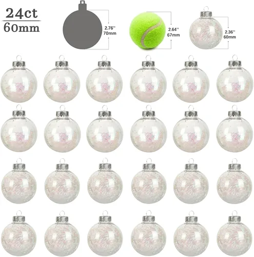 Miniatura 2 de AMS Adornos de bolas de Navidad transparentes de 24ct, 2.36''/60mm Bolas colgantes de Navidad inastillables, juego de esferas para árbol de Navidad