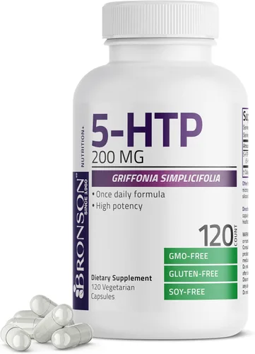 Miniatura 9 de Bronson 5-HTP 200mg (5-hidroxitriptófano) Griffonia Simplicifolia Sin OMG, 60 Cápsulas Vegetarianas