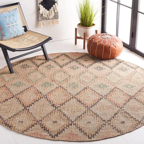Miniatura 10 de SAFAVIEH Kilim Collection - Alfombra de 8 x 10 pulgadas, grande, natural y azul, hecha a mano de yute y algodón, diseño marroquí bohemio, ideal