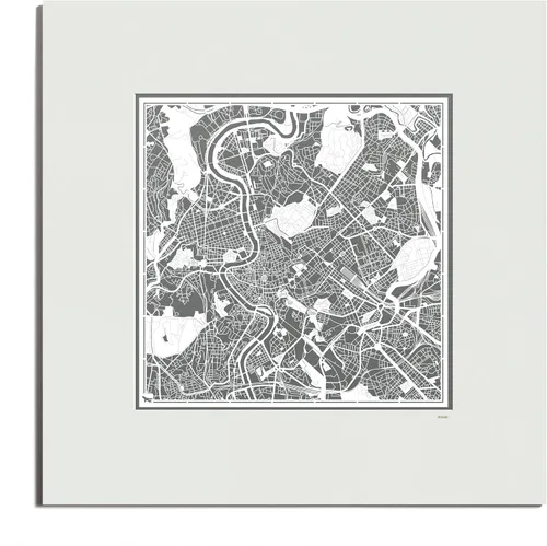 Miniatura 128 de O3 Design Studio Mapa de corte de papel Madrid negro mate de 20 x 20 pulgadas