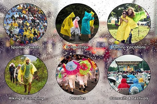 Miniatura 6 de Cosowe Ponchos de lluvia reutilizables para adultos, 2 piezas impermeables de emergencia para mujeres y hombres con capucha y cordón