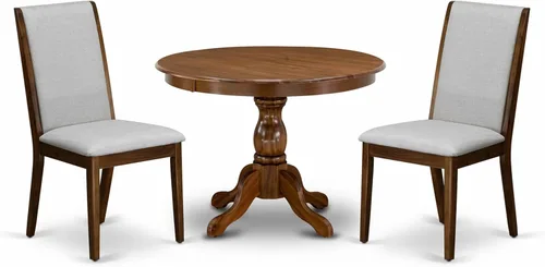 Miniatura 14 de East West Furniture HBLA5-LWH-06 - Juego de mesa de comedor de 5 piezas, incluye una mesa de cocina redonda con pedestal y 4 sillas de comedor