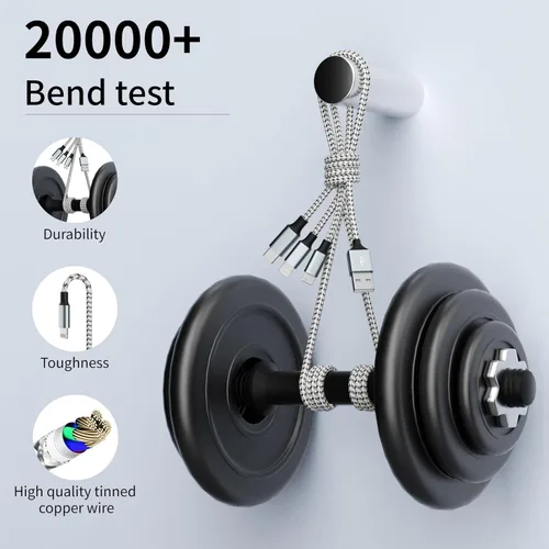 Miniatura 6 de Cable de carga múltiple (paquete de 2 de 4 pies), cable de carga múltiple de nailon trenzado para múltiples dispositivos, cable de carga 3 en 1