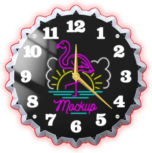 Reloj de pared flamenco, reloj de pared neón de 12 pulgadas, efecto de brillo 3D, silencioso sin tictac, ideal para dormitorio, cafeterías frente a