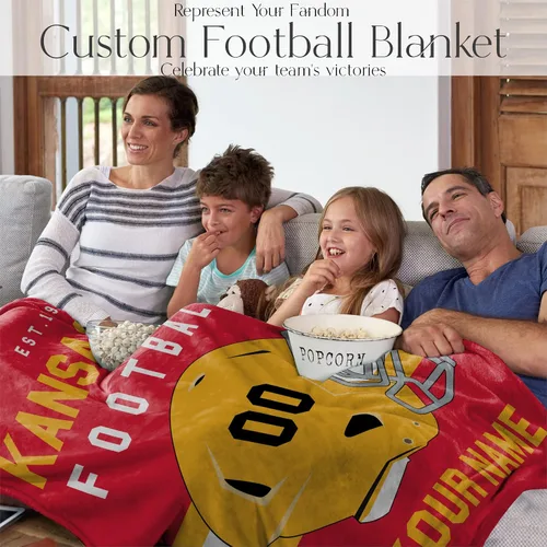 Miniatura 42 de Manta personalizada para fanáticos del fútbol americano – Se envía al día siguiente – Hecha en Estados Unidos – Manta de vellón personalizada