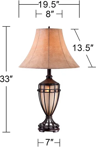 Miniatura 4 de Franklin Iron Works Cardiff - Juego de 2 lámparas de mesa rústicas tradicionales en forma de urna de 33 pulgadas de alto con luz nocturna, jaula