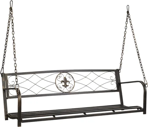 Miniatura 10 de VINGLI Columpio de Metal Mejorado para Patio y Porche, Capacidad de Peso de 660 LBS Silla Columpio de Acero para Exteriores, Silla Columpio