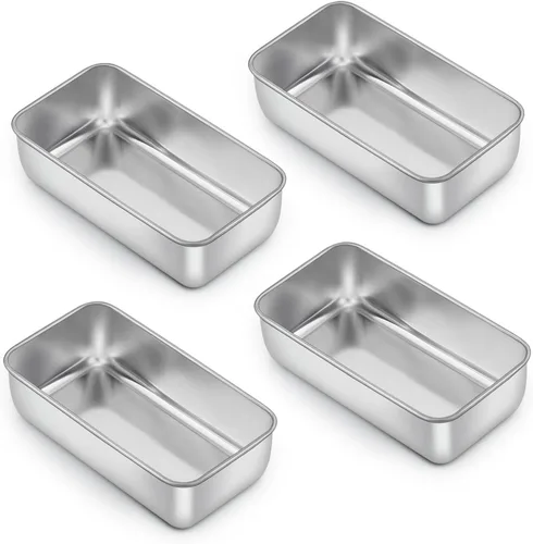 Miniatura 14 de E-far Molde para hornear pan, moldes de acero inoxidable de 9 x 5 pulgadas, utensilios de metal para hornear pan, pastel de carne, torta, brownies