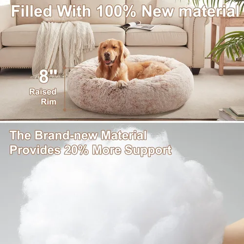 Miniatura 3 de Cama redonda con forma de dona de 36 pulgadas para perros grandes, cama redonda relajante y esponjosa para mascotas con funda extraíble y lavable