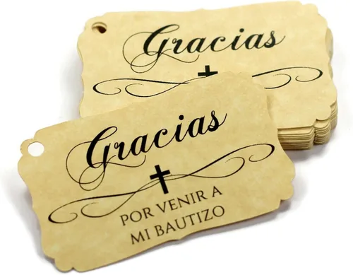 Gracias Por Venir A Mi Bautizo - Etiquetas de Favor de Bautizo (Paquete de 12) (Oro Antiguo)