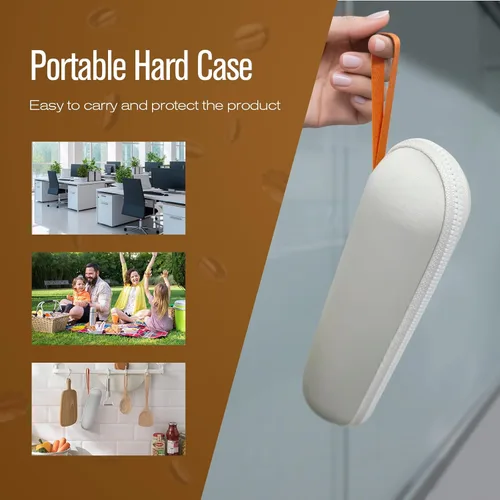 Miniatura 3 de Hiltton Espumador de leche recargable con soporte y bolsa de viaje - Espumador eléctrico portátil de mano, batidor desmontable impermeable de acero