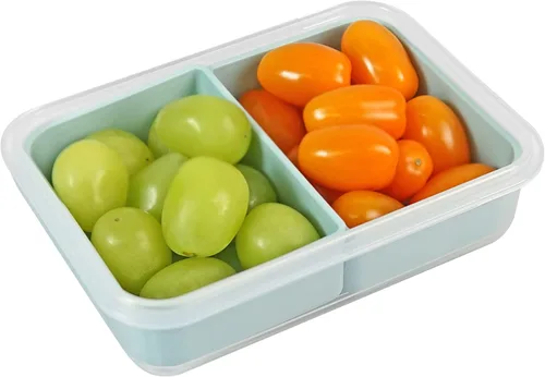 Miniatura 2 de carrotez Recipientes de almacenamiento de alimentos con 2 compartimentos removibles, recipientes para bocadillos con tapas herméticas, control