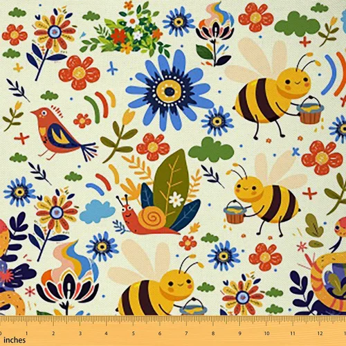 Miniatura 10 de Tela floral bohemia por yarda, tela de tapicería de flores groovy retro, 60S y 70S, tela decorativa de flores hippie para jardín natural, botánico