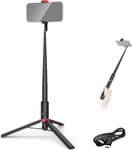 Miniatura 13 de NEEWER Trípode para teléfono celular y cámara con control remoto y soporte para teléfono compatible con iPhone GoPro Canon Sony DSLR, trípode de 160
