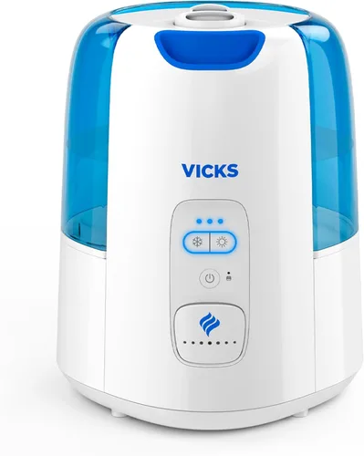 Vicks Humidificador Dual Comfort Cool + Warm Mist para dormitorios con tecnología Fusion, compatible con Vicks VapoPads y Vicks VapoSteam, blanco