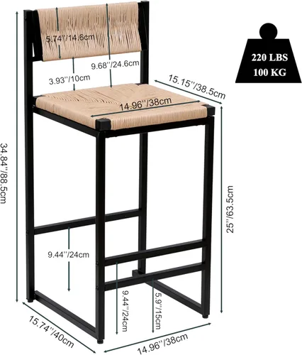 Miniatura 2 de Sillas para Barra de Cocina, juego de taburetes de bar modernos de altura de mostrador, capacidad máxima de peso para cocina, isla de bar, sala