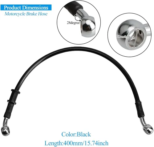 Miniatura 2 de Línea de freno de motocicleta, tubo de aceite de embrague hidráulico universal de 15.75 pulgadas, accesorios trenzados de acero inoxidable
