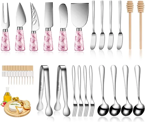 Miniatura 13 de LifeMusican Juego de cuchillos esparcidores de madera para tablero de charcutería, cuchillos de mantequilla con mango de madera para kit de queso
