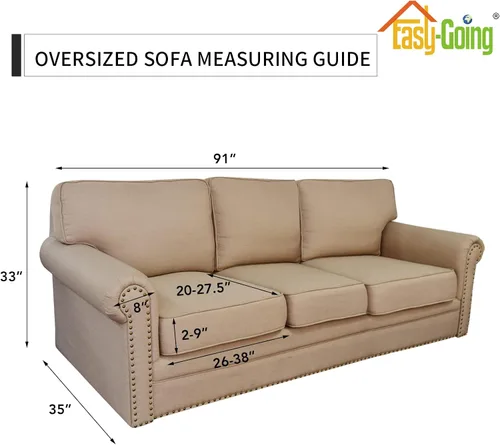 Miniatura 6 de Easy-Going - 4 piezas de funda elástica para sofá de gran tamaño para perros, lavable, para 3 cojines separados, protector de muebles elástico