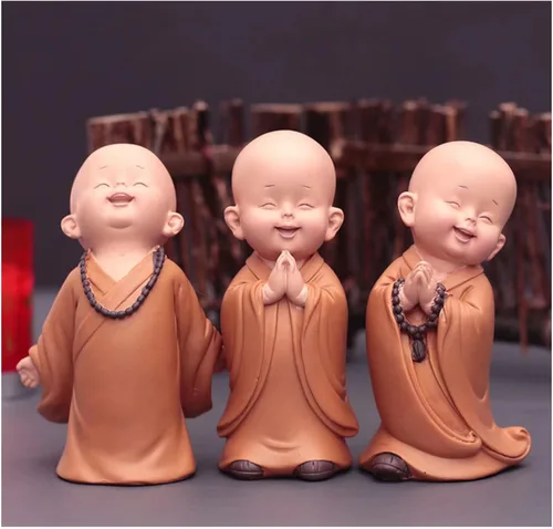 Miniatura 21 de Estatuilla de monje para decoración del hogar, estatua de Buda, figura de monje zen, lindo adorno de resina, mobiliario decorativo, arte chino