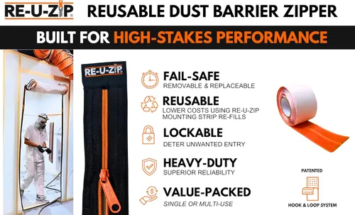 Miniatura 2 de RE-U-ZIP® Cremallera de Barrera contra el Polvo Reutilizable Fail-Safe™, Reemplazable y con Seguro Rentable para Uso Único o Repetido Kit