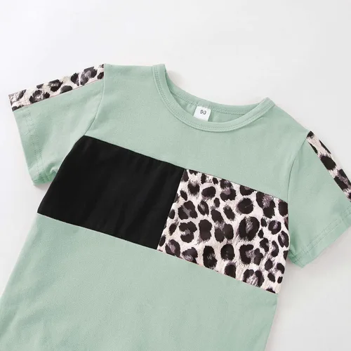 Miniatura 58 de Ropa de verano para niña, camiseta de manga corta para bebé, pantalones cortos, estampado de leopardo, camuflaje, de 18 meses a 6 años