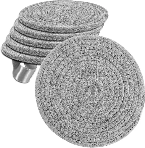 Juego de salvamanteles de 100% algodón puro, juego de soportes para ollas calientes (juego de 6) elegantes posavasos, almohadillas calientes,
