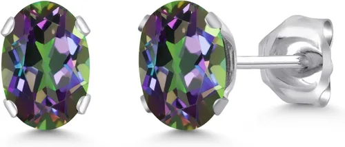 Miniatura 33 de Gem Stone King Oval Stud Earrings For Women Men 925 Sterling Silver Oval 6X4MM Gemstone Birthstone Fine Jewelry for Her Him Mom Dad Wife