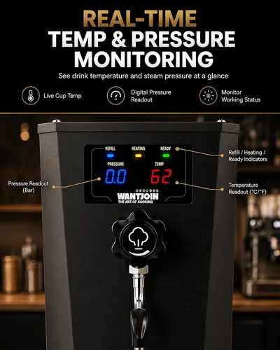Miniatura 4 de WantJoin Espumador de leche comercial, máquina de vapor de leche comercial de calentamiento rápido de 20 segundos para café con leche capuchino