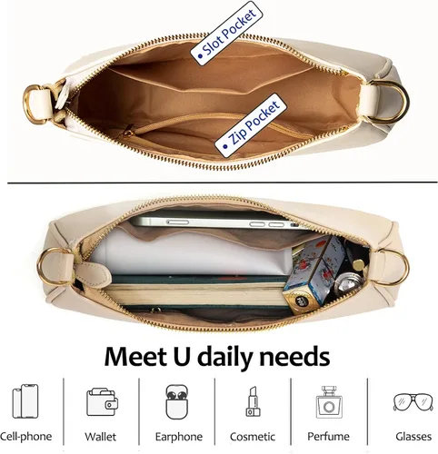 Miniatura 11 de VODIU Bolsos de mano con 2 correas extraíbles y cierre de cremallera, bolsos cruzados, bolso de hombro para mujer