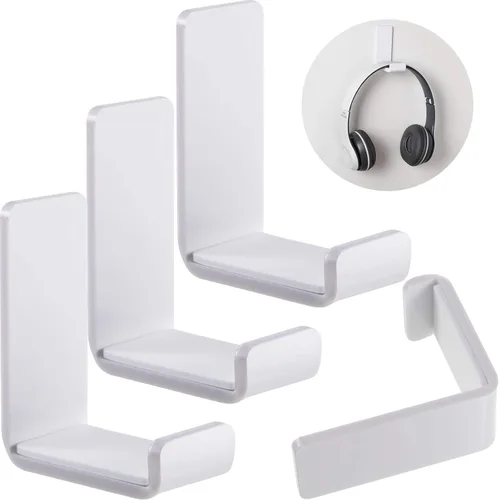 Miniatura 9 de Weewooday 4 Piezas Colgador para Auriculares Soporte de Escritorio Adhesivo Gancho para Auriculares Montaje en Pared Soporte para Auriculares