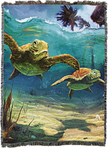 Miniatura 4 de Pure Country Weavers JL Moby Dick Cobija por Jerry LoFaro - Tapiz clásico de regalo de ballena oceánica tejida de algodón, fabricada en los Estados