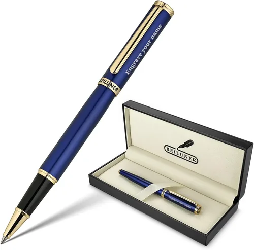 Miniatura 15 de BEILUNER - Bolígrafo de lujo con bola de rodillo, impresionante diseño de cromo plateado con acabado en oro de 24 quilates, diseños nobles y cromo