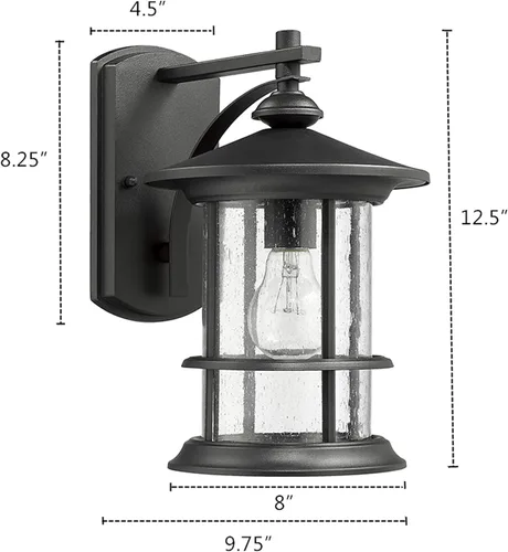 Miniatura 2 de MICSIU - Lámpara de pared para exterior, impermeable, con cristal transparente para porche, patio, patio trasero, texturizado, color negro