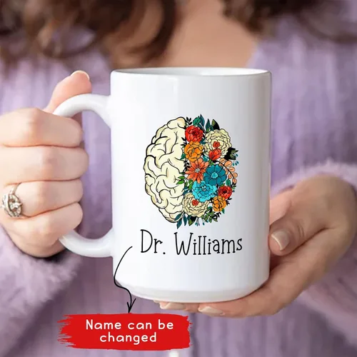 Miniatura 3 de Brains Neuro Floral Taza, Taza De Café De Neurociencia, Taza De Cerebro Floral Personalizada Para Neurólogo, Regalo De Neurocirujano, Taza De