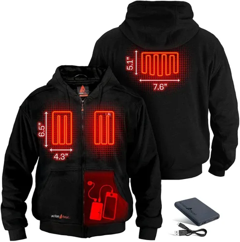 Miniatura 3 de ActionHeat Sudadera con capucha recargable con batería de 5 V, unisex, sudadera con capucha de calefacción con operación táctil, sistema