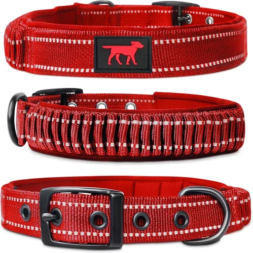 Miniatura 19 de Tuff Pupper Collar de perro resistente con asa Collar de nailon balístico resistente Collar de perro acolchado reflectante con hardware Azul