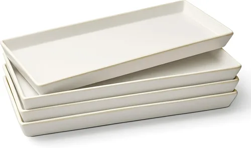 KooK Bandejas y bandejas para servir alimentos, bandejas rectangulares de cerámica de 11 pulgadas, platos para alimentos en fiestas y