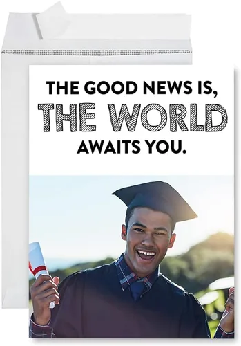 Miniatura 31 de Andaz Press Tarjeta fotográfica de graduación jumbo personalizada de 8.5 x 11 pulgadas con sobre, tarjeta de felicitación personalizada de clase