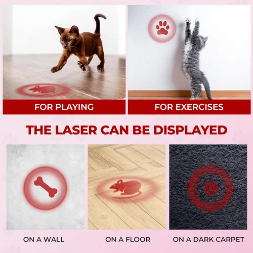 Miniatura 4 de O'ANTOO Juguete para gatos, juguete para perros, proyector de imagen de pared, juguete interactivo para gatos para interiores con 5 diseños