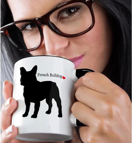 Miniatura 2 de 3dRose French Bulldog - Taza de dos tonos, 11 onzas, color negro