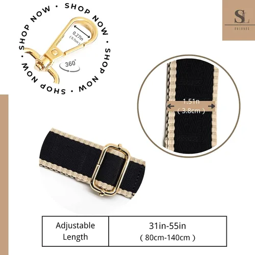Miniatura 184 de S&loyoe Correas de repuesto para bolso, correa ajustable para bolsa cruzada, correas de guitarra anchas para bolsos de 1.5 pulgadas